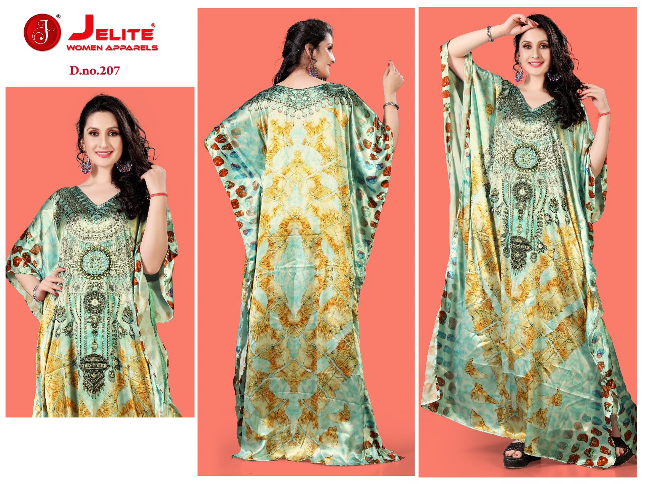 Jelite Kaftans 2 Latest Fancy Casual Wear Japan Smooth Satin Kaftan Style Kurti Collection 
