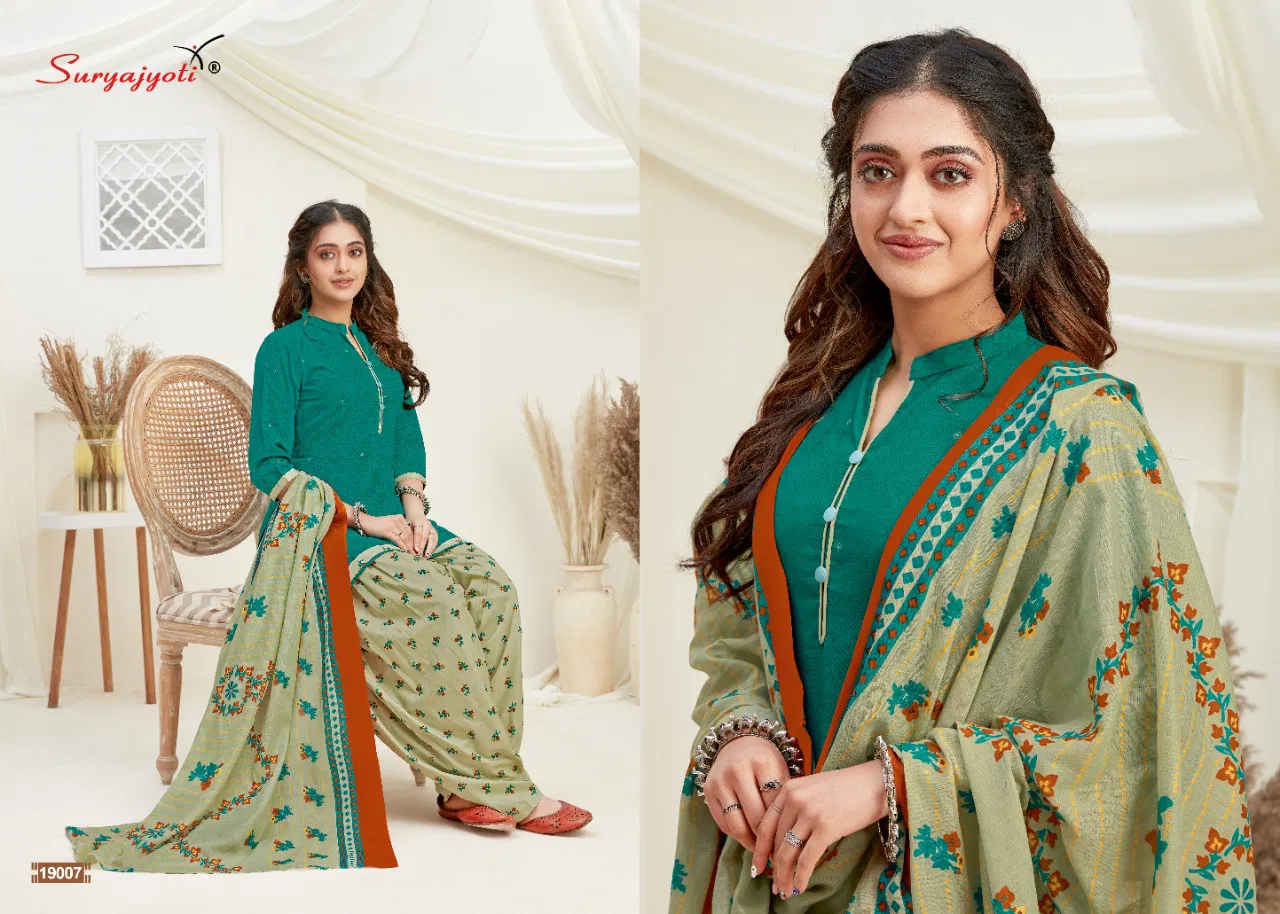 Suryajyoti Patiala Kudi 19 Latest fancy Regular Wear Printed Cotton Dress Material Collection
