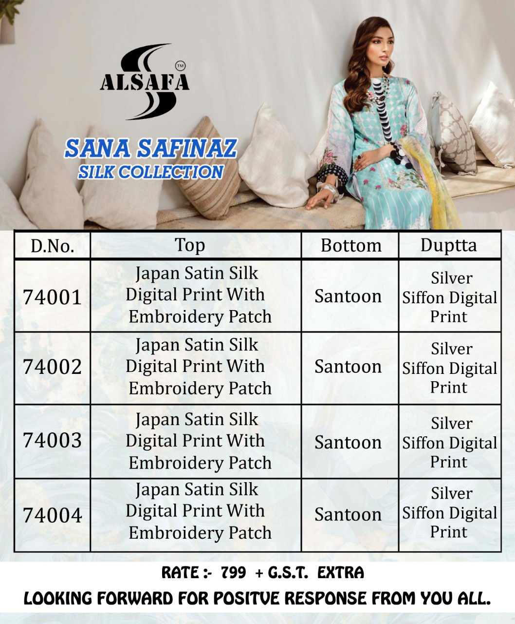 Alsafa Sana Safinaz Latest Designer Printed Karachi Silk Dress Material Collection 