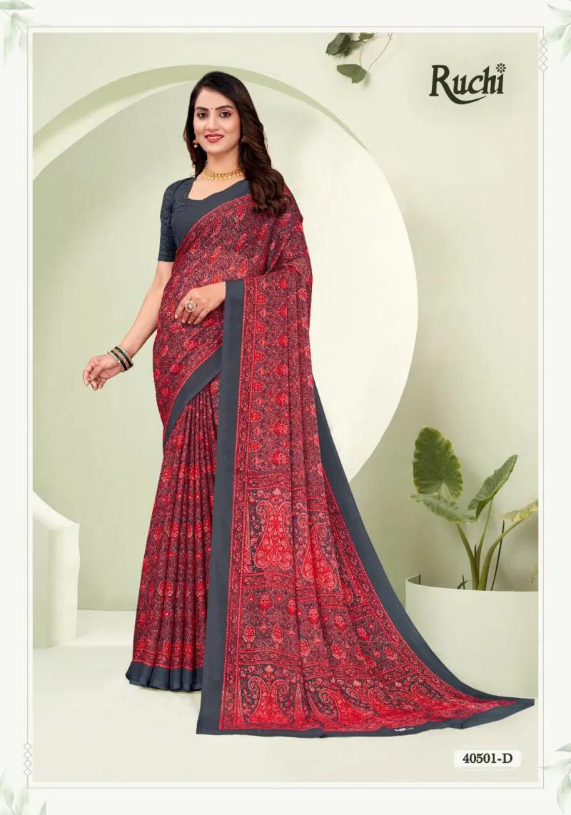 Star Chiffon 188 By Ruchi Printed Chiffon Saree Wholesale Market