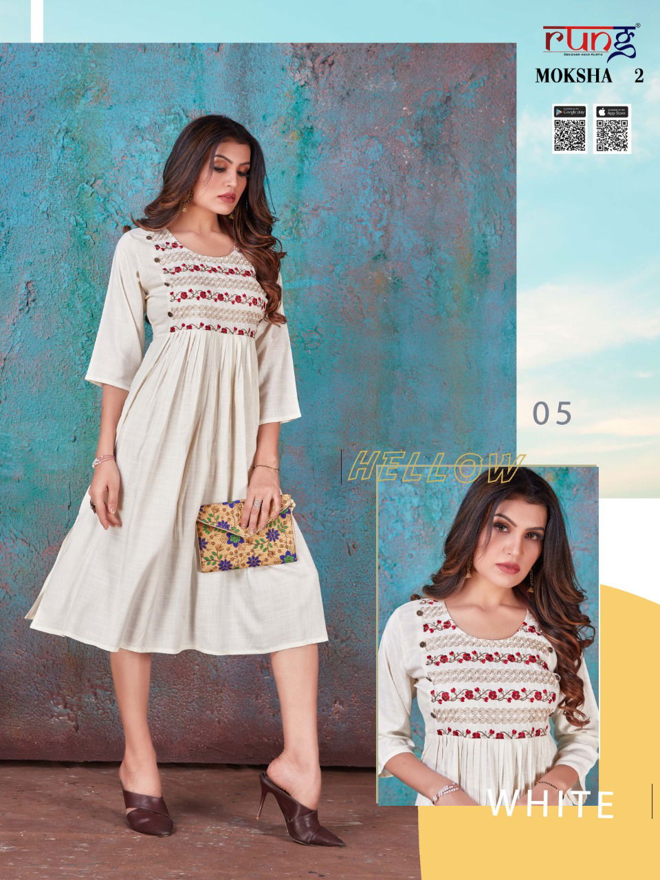 Rung Moksha 2 Latest Fancy Ethnic Wear Rayon Embroidery Work Kurti Collection