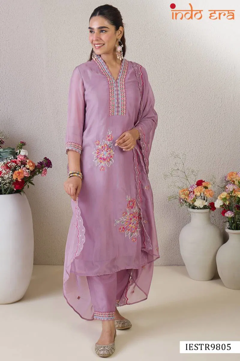 Indo Era 2565 Organza Embroidered Kurti Bottom With Dupatta Suppliers In India