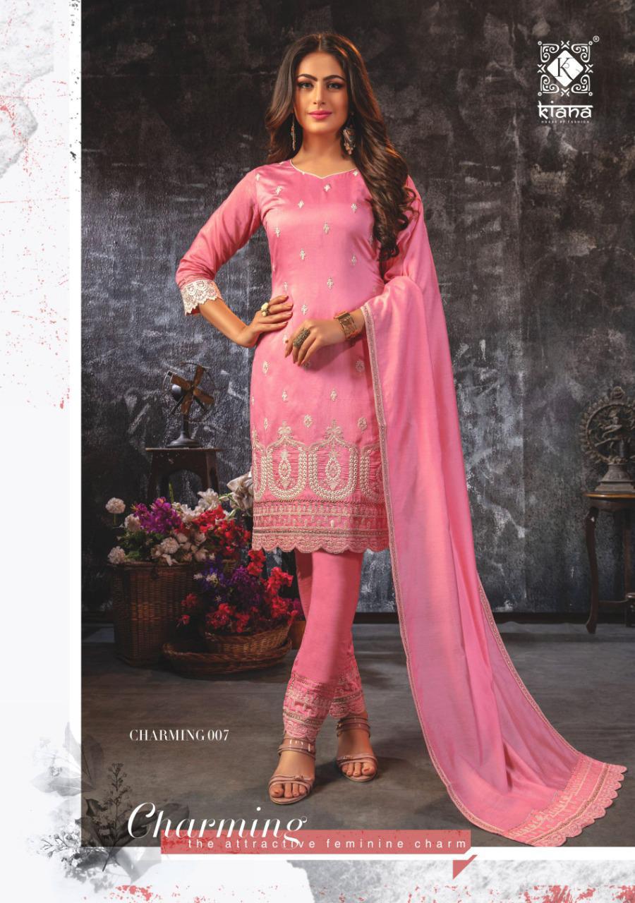 KIANA CHARMING Latest Fancy Wedding Wear Georgette Chanderi Silk and Mal Cotton with Lucknowi work wid sarara pent And dupatta Readymade Collection