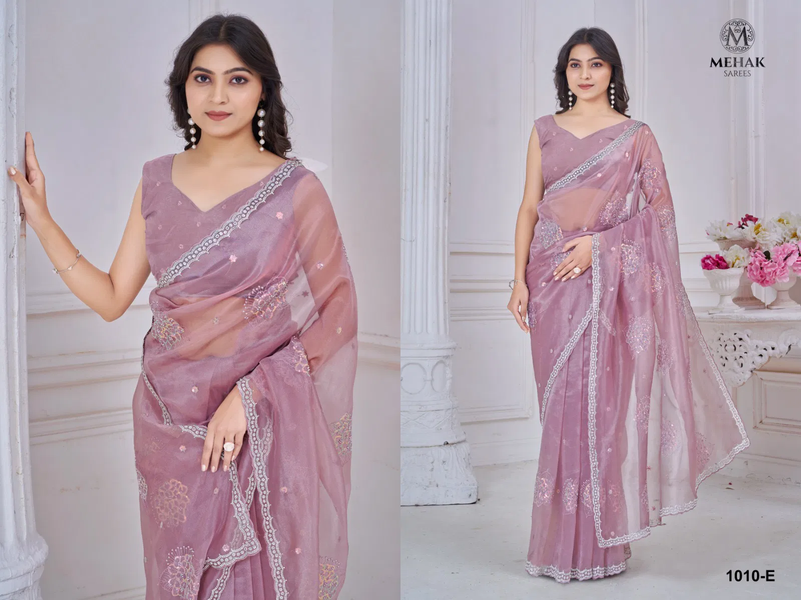 Mehek 1010 A To E Organza Embroidery Party Wear Saree Online Wholesale