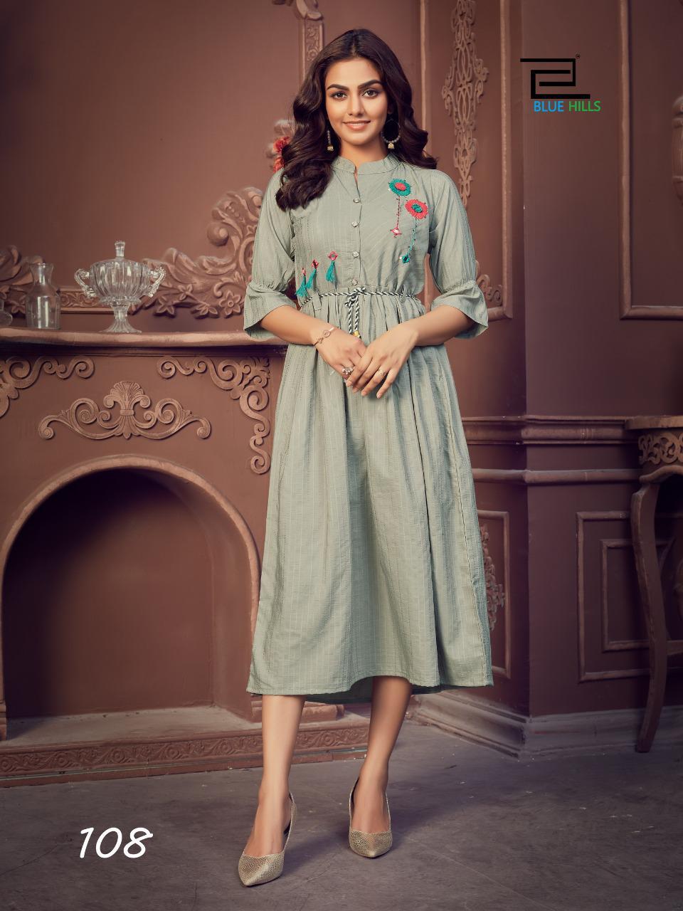 Blue Hills Lotus 1 Latest Fancy Designer Festive Wear Chinon Designer Heavy Kurtis Collection
