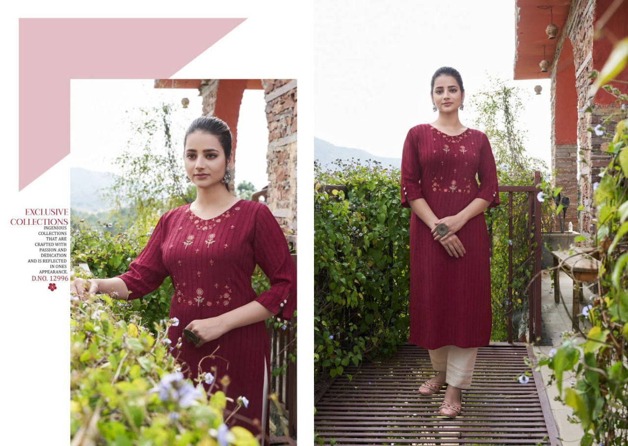 Kalaroop Angel Designer Ethnic Wear Rayon Embroidery Kurti Collection