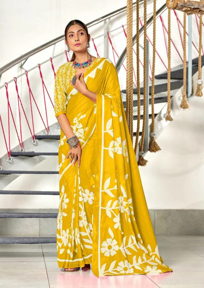 Df Kesariya Cotton With Hand Block Print Saree Bulk Orders In India