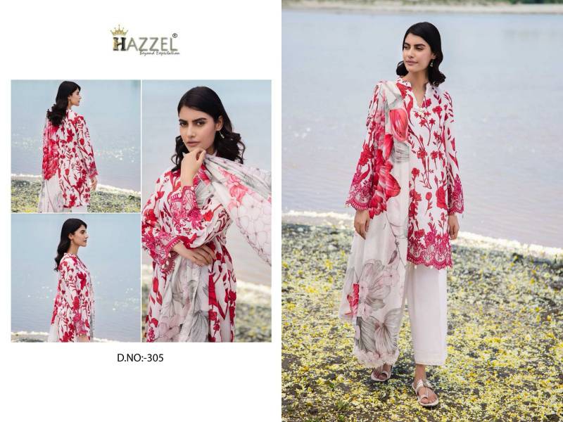 Hazzel 305 Chiffon Dupatta Embroidered Pakistani Salwar Kameez Exporters In India