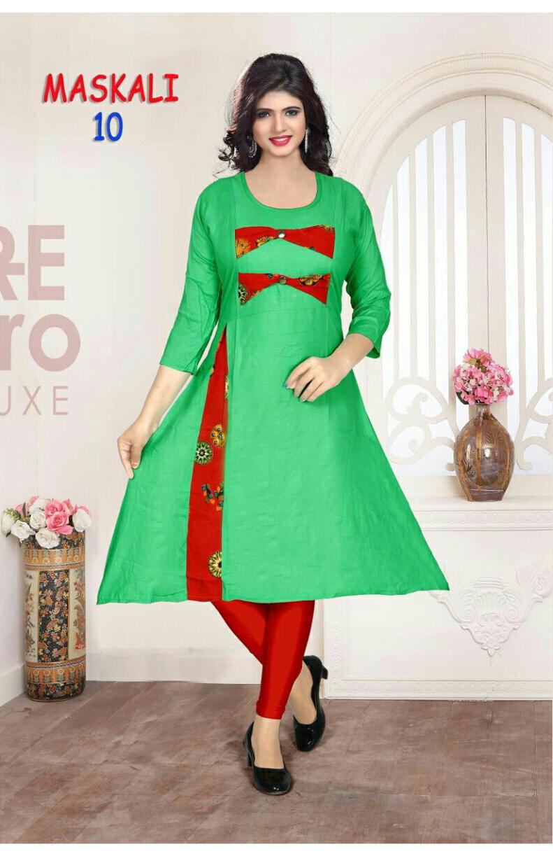 trendy maskali latest designer pure soft rayon regular casual wear kurtis collection