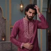 Wine Color Outluk Wedding Vol 46 Roman Silk Embroidered Pintex Work Kurta With Pajama Manufacturers 4607