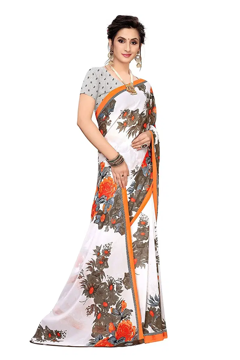 Dhruvi Floral Print Daily Wear Georgette Sarees Catalog