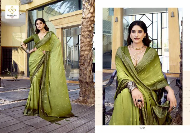 Aarohi By Shubh Shree Dull Moss Spray Printing Saree Wholesalers In Delhi
