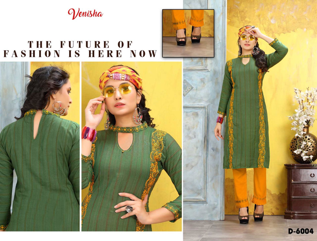 Vinesha Fiyoni 1 Ethnic Wear Designer Rayon Kurtis With Bottom Collection
