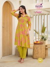 Zalak Vol 3 By Radhika Rayon Discharge Foil Printed Kurti With Bottom Exporters In India