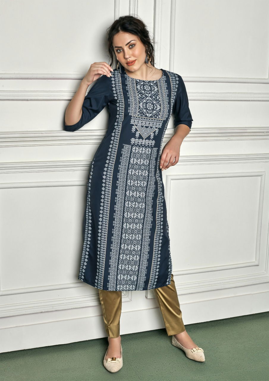 Feel Vol 2 Latest Designer Casual Wear Leather Feel Heavy Crepe Printed Kurtis Collection
