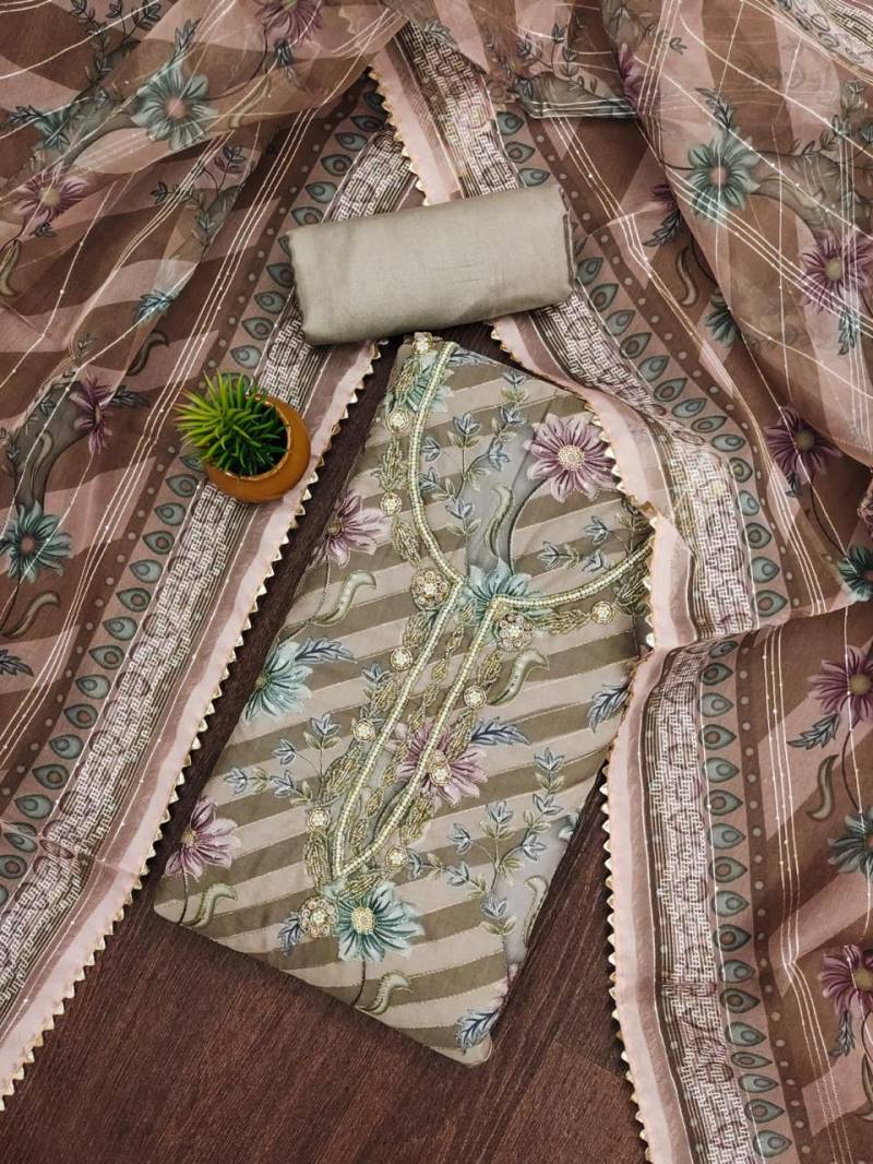 Color Set 9079 Fancy Embroidered Organza Dress Material Wholesale Clothing Suppliers In India