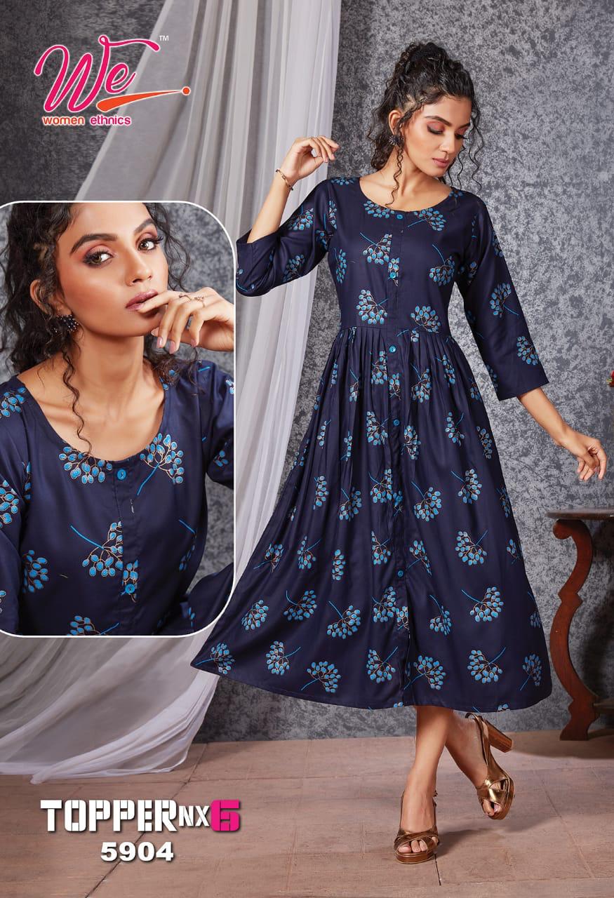 We Topper Nx 6 Ethnic Wear Anarkali Long Rayon Designer Kurti Collection
