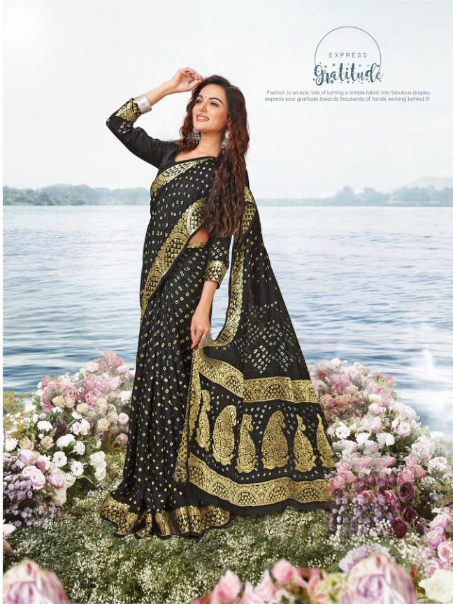 Rajyog Chunari Silk Heavy Bandhani Printed Latest Designer pure viscose with finish blouse Wedding Wear Collection