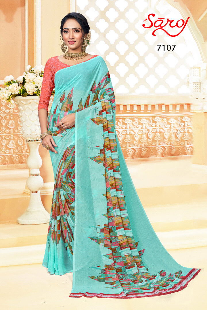 Saroj Spring Georgette 2 Fancy Regular Wear Georgette Saree Collection