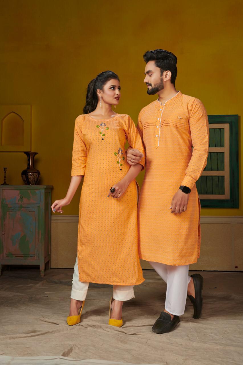Ram-Leela Couple Combo Of Kurta With Pants And Kurti With Pants 