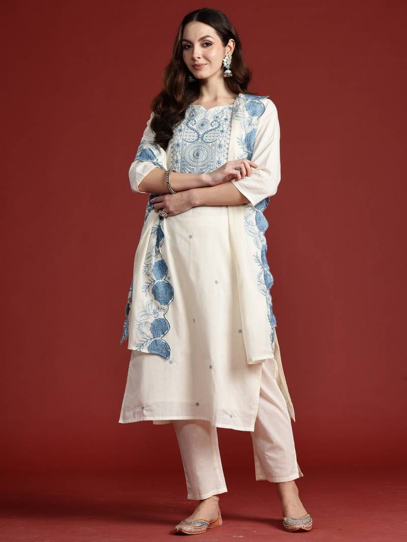 Indo Era 2548 Cotton Embroidered Kurti Bottom With Dupatta Online Wholesale