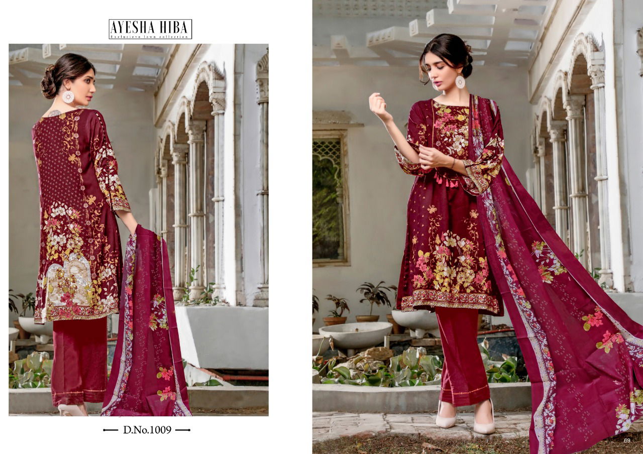 Ayesha Hiba Latest Fancy Designer Casual Wear Lawn Cotton Karachi Dress Materials Collection
