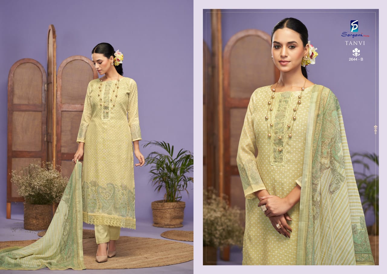 Tanvi by Sargam Lilen Printed Embroidery Salwar Suit Exporters In India