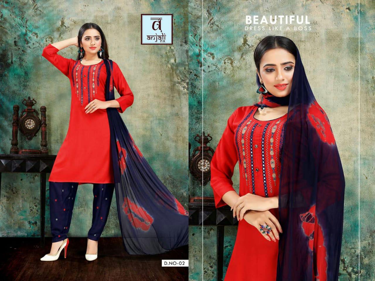 Anjali Aishwariya 3 Latest Designer Pant Style Ready Made Dress Collection With Embroidery Work 
