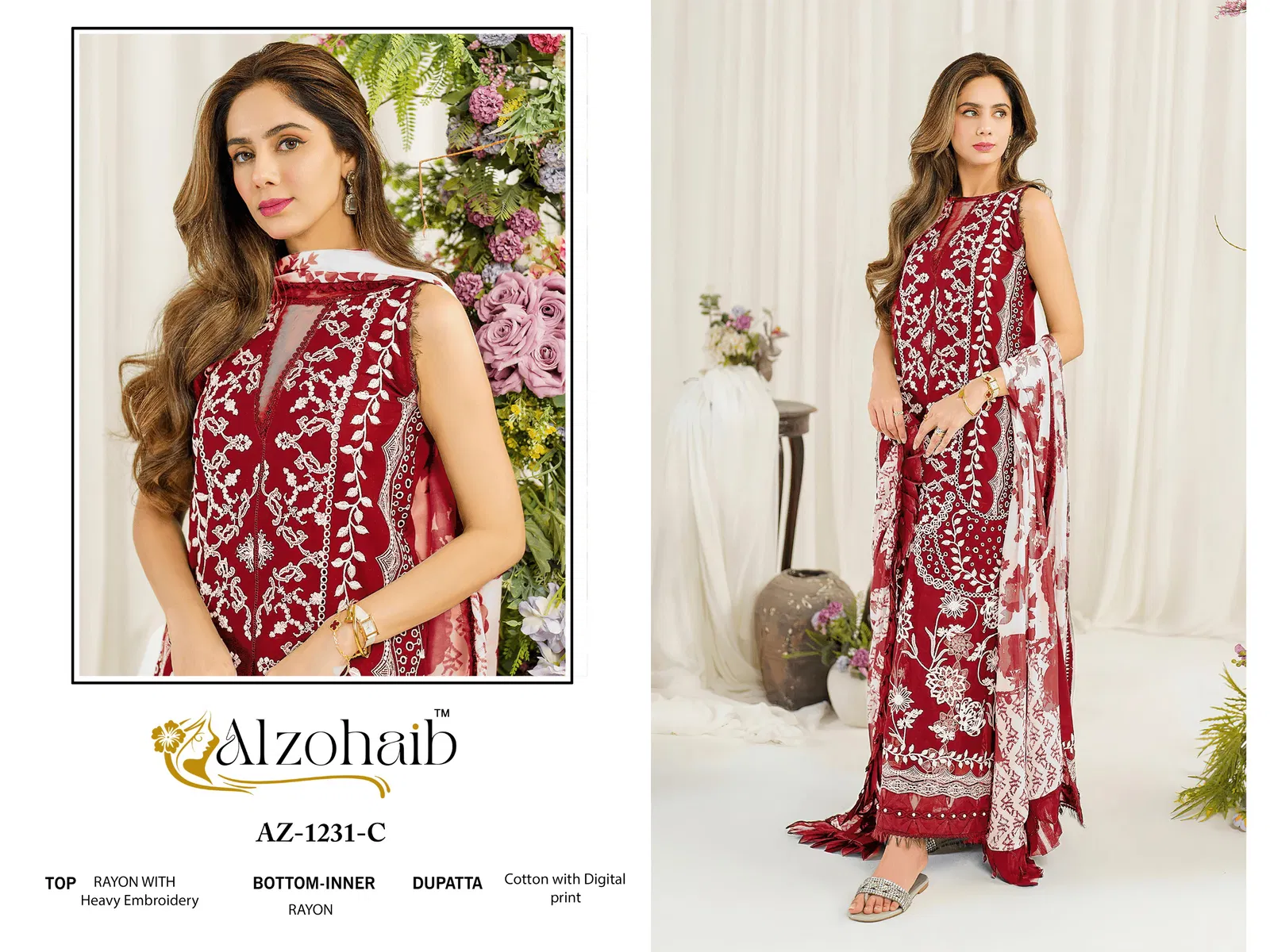 Ruba Vol 1 By Alzohaib Cotton Dupatta Pakistani Salwar Suits Exporters In India