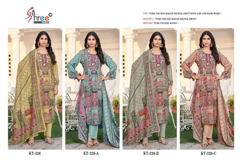 Shree Kt 226 Viscose Maslin Digital Printed Salwar Suits Bulk Orders In India
