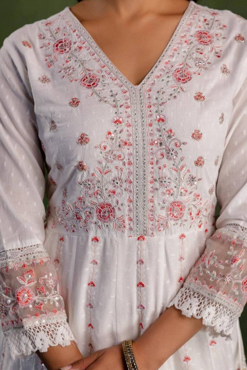 Tanyaa P 155 Cotton Embroidered Anarkali Style Kurta Sets Exports In India
