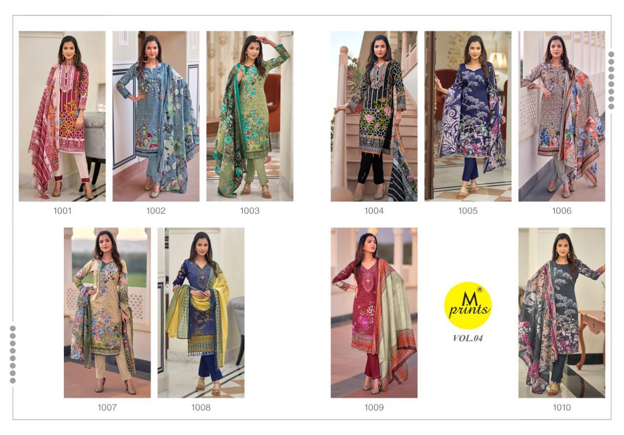 M Prints 4 Latest fancy Regular Wear Cotton Printed Karachi Dress Material Collection