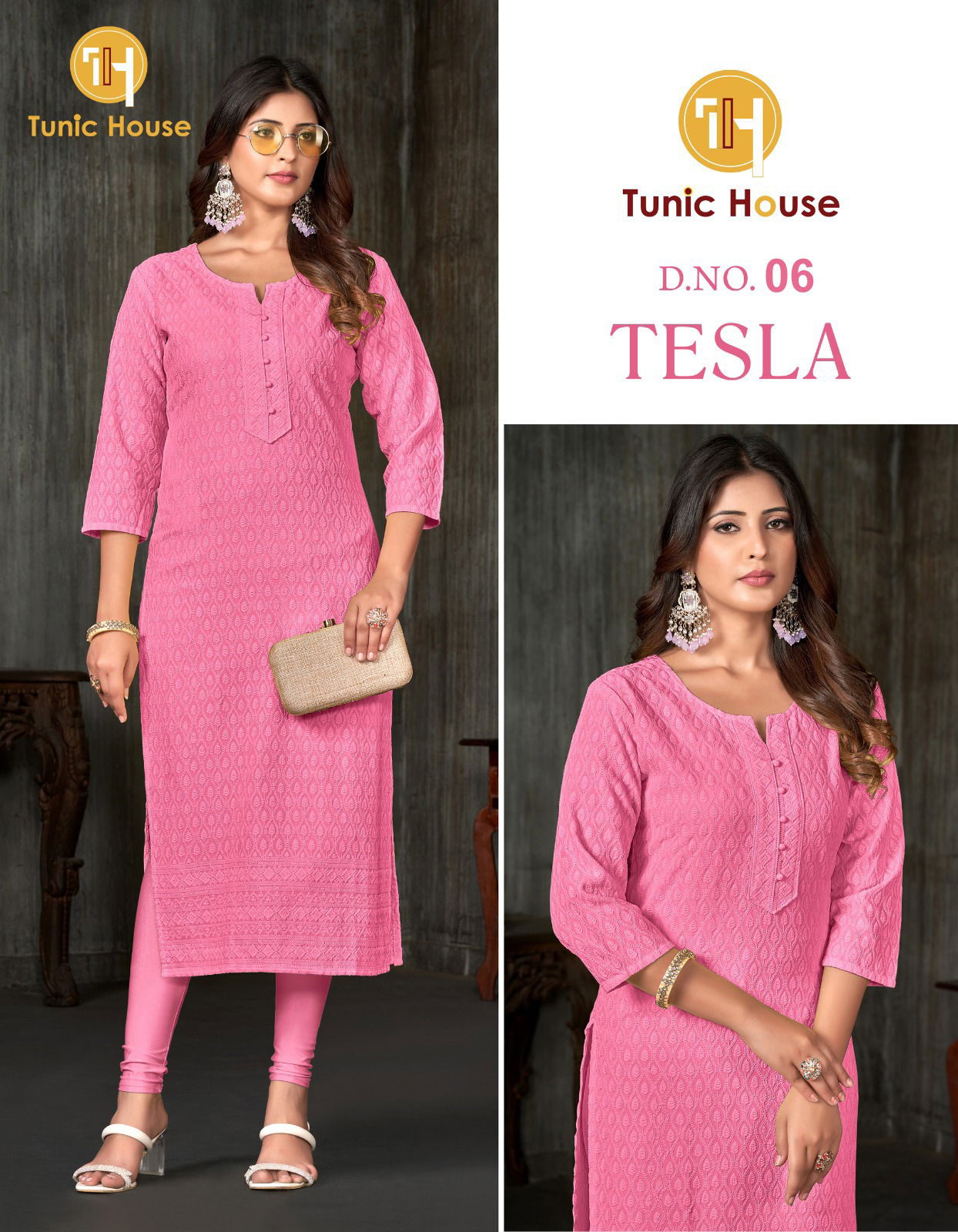Tesla 06 By Tunic House Size Set Chikanakari Designer Kurti Orders In India

