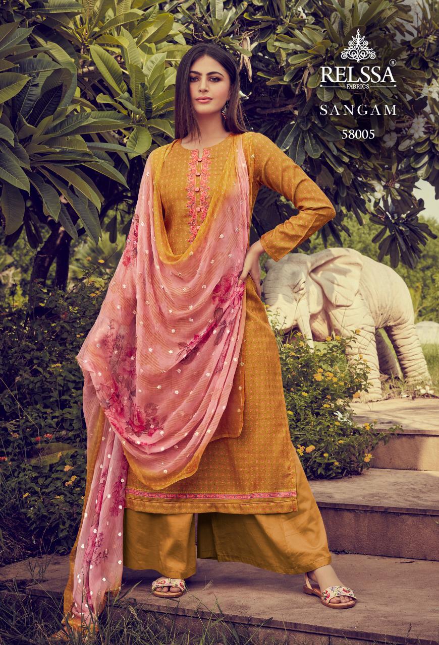 RELSSA SANGAM Latest Fancy Design Festive Wear Pure Cotton Embroidery Work With Digital Print Top With Dupatta Collection  
