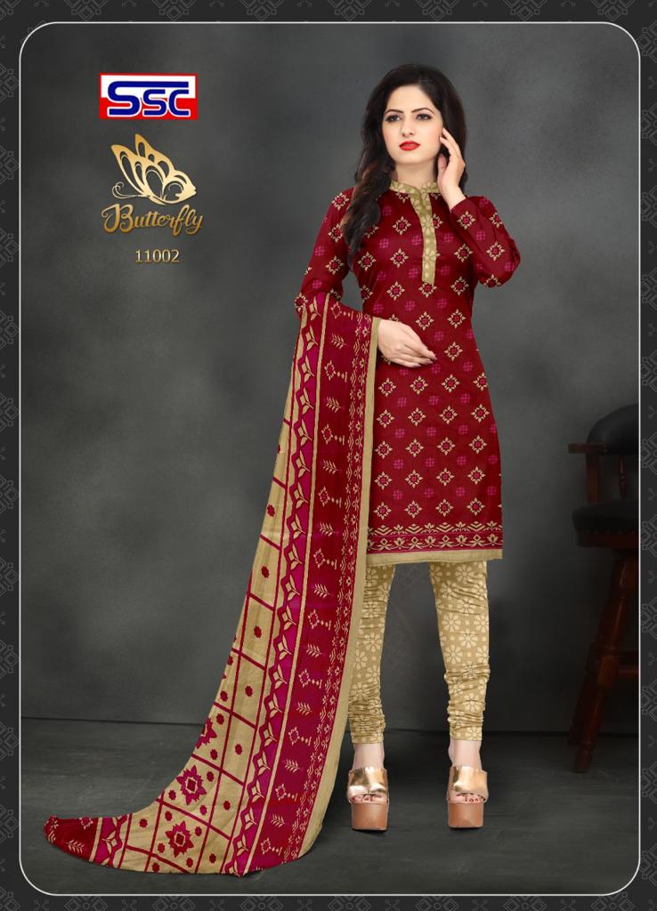 Ssc Butterfly Casual Daily Wear Cotton Printed Designer Dress Material Collection
