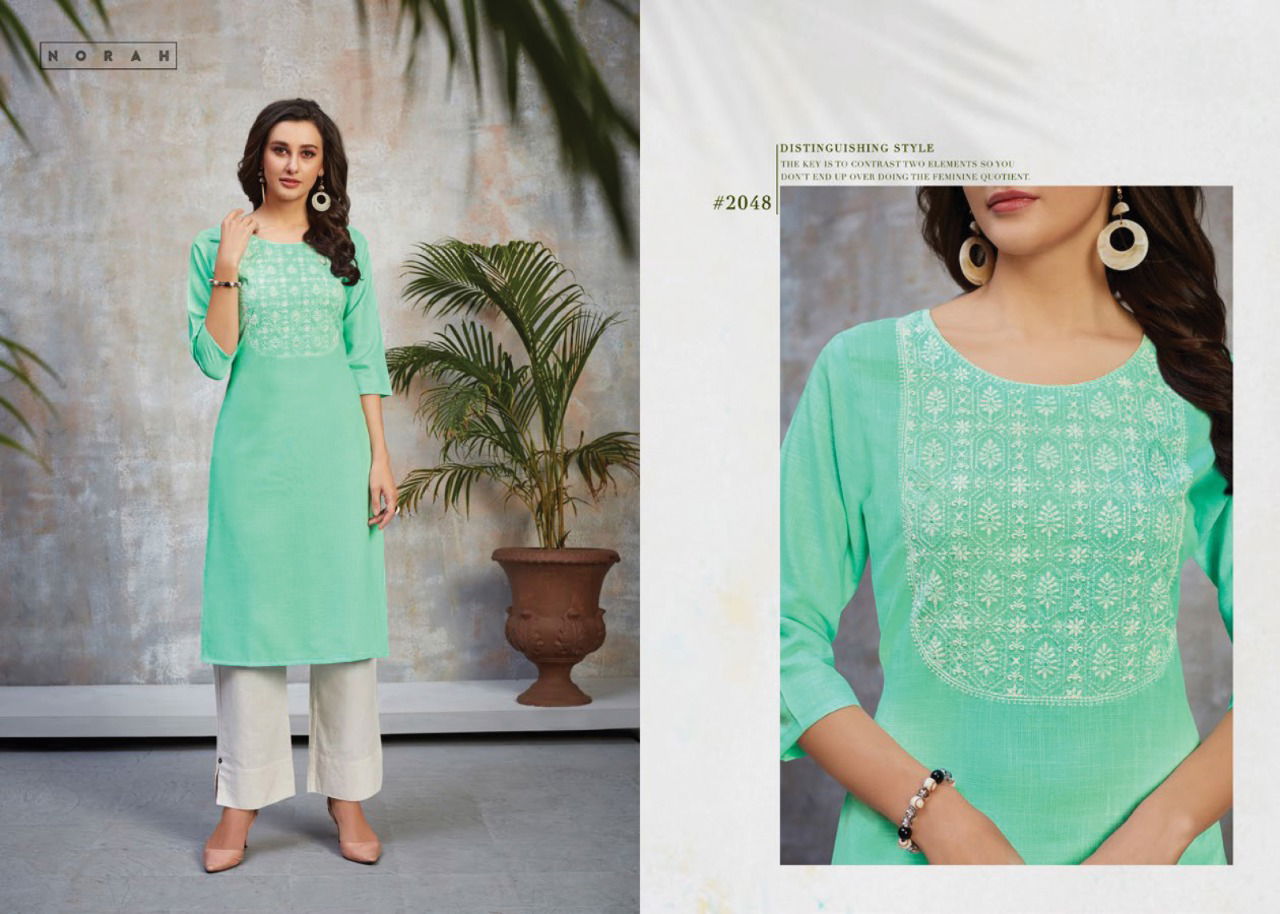 Tunic House Norja Latest Fancy Designer Ethnic Wear Rayon Embroidered Kurti Collection
