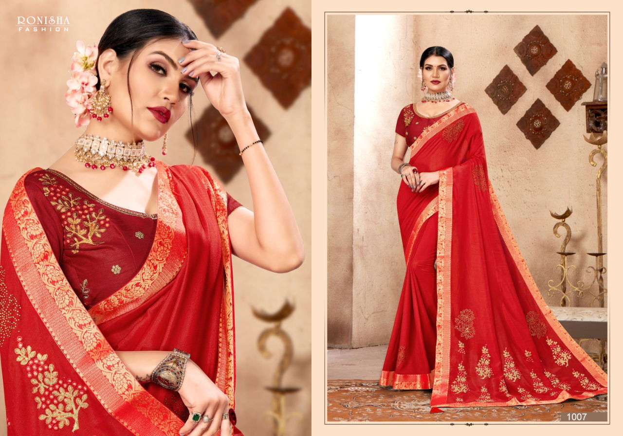 Ronisha Kavira Latest Designer Festive And Wedding Wear Exclusive Vichitra Silk Saree Collection