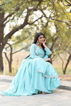 Sn 2455 Designer Chinon Embroidery Surat Gown With Dupatta Wholesale Market