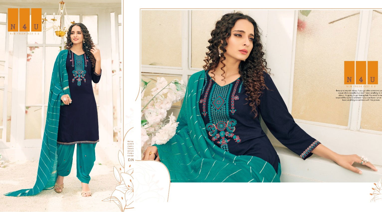 Tunic House N4u Patiyala Ethnic Wear Rayon Slub With Heavy Embroidery Ready Made Collection
