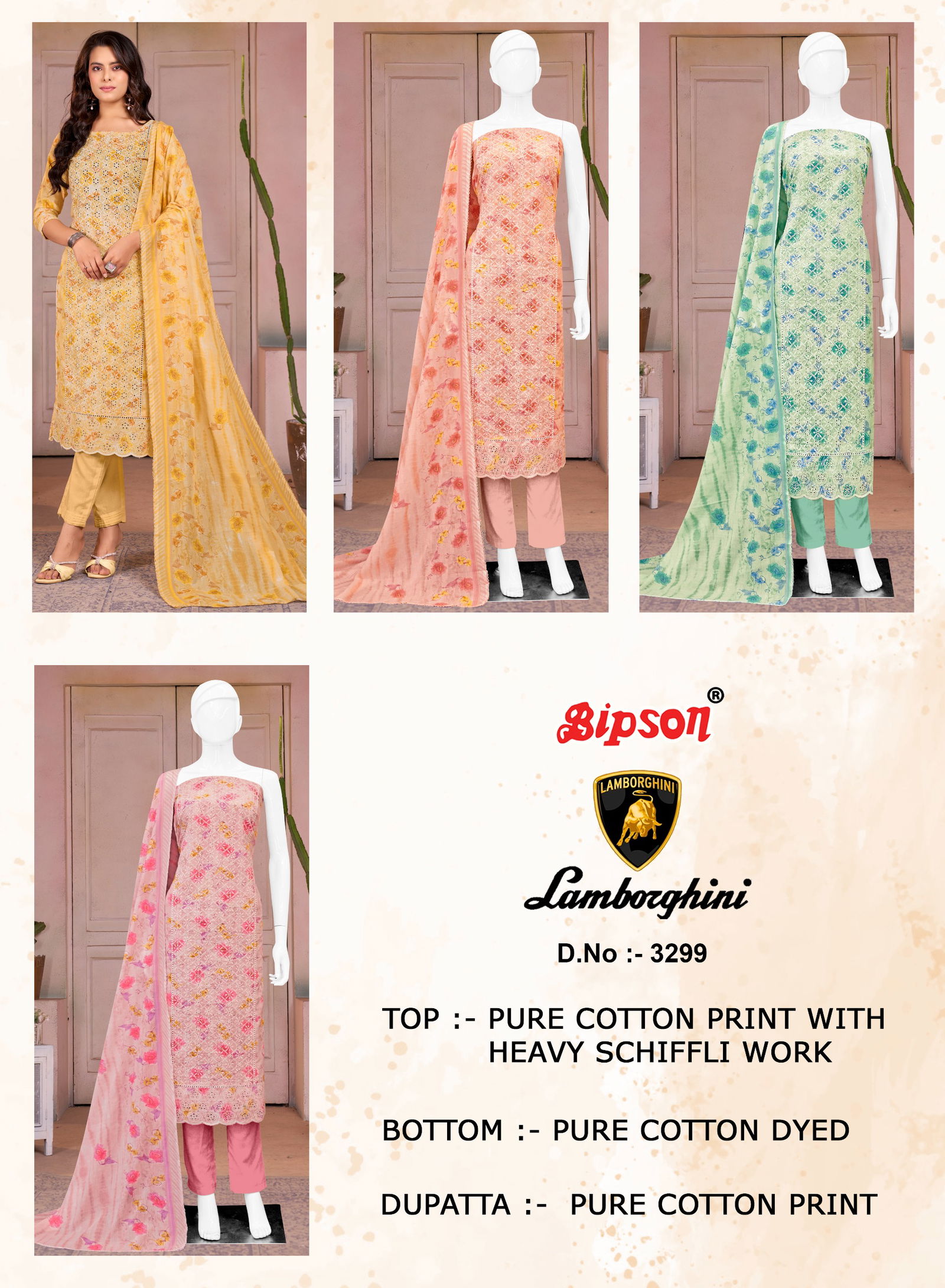 Lamborghini 3299 By Bipson Cotton Printed Dress Material Orders In India