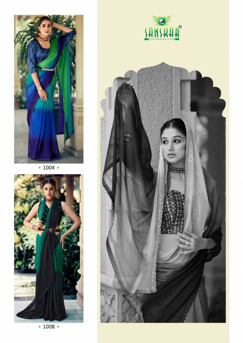 Sanskar Firki Chiffon Weaving Pattern Digital Border Daily Wear Saree Wholesale Online