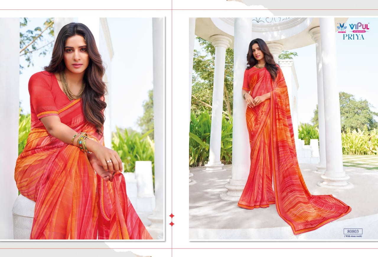 Priya By Vipul Georgette Daily Wear Sarees Wholesale Shop In Surat