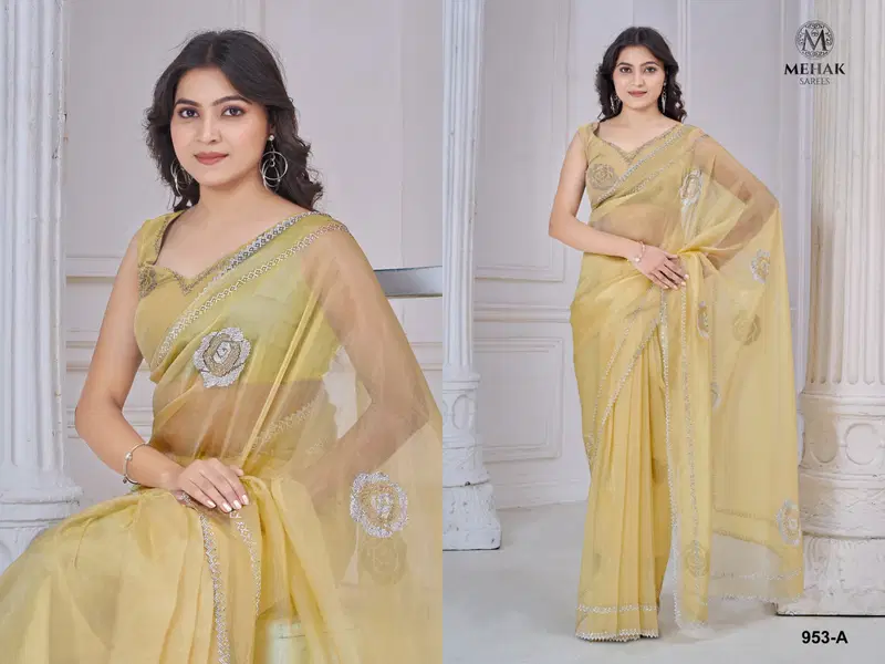 Mehek 953 A To F Organza Desginer Party Wear Saree Exporters In India