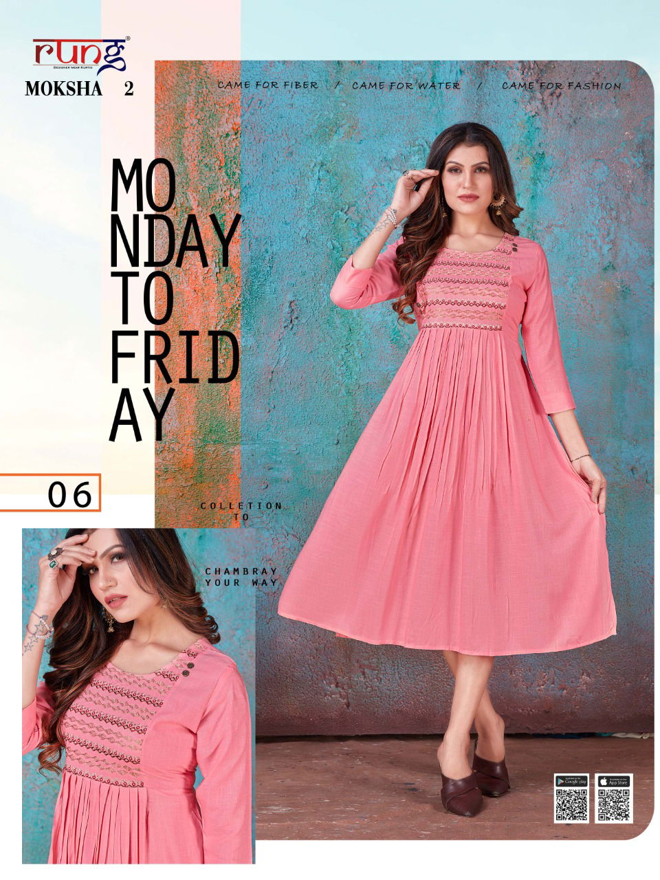 Rung Moksha 2 Latest Fancy Ethnic Wear Rayon Embroidery Work Kurti Collection
