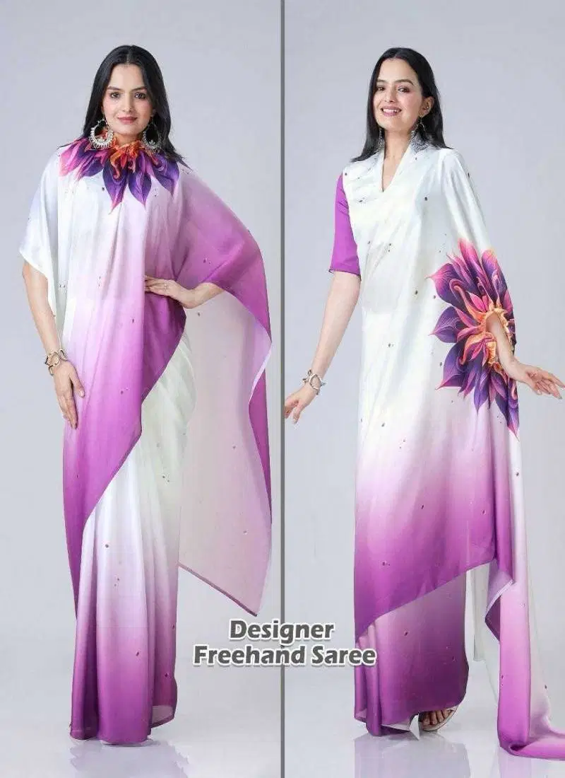 Kc 888 Digital Printed Crepe Silk Ready To Wear Saree Wholesale Market 