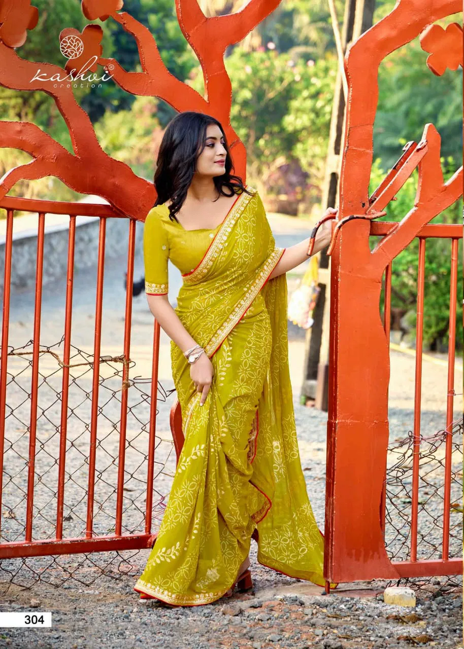 Chuneri Vol 3 By Kashvi Mono Georgette Daily Wear Saree Wholesale Online