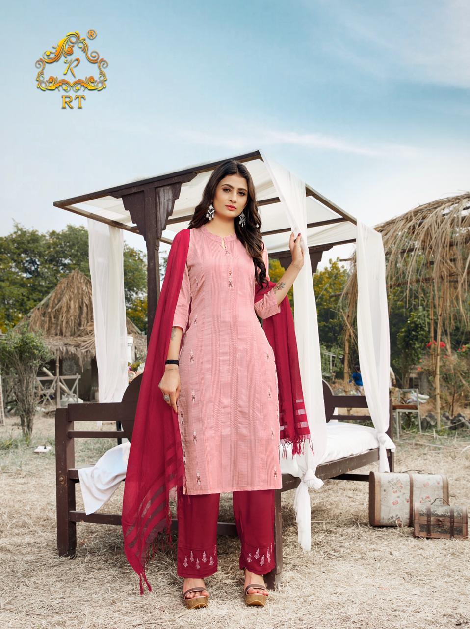 RT VASANT Latest Ethnic Wear Embroidery And Block Print Jari Lining With Full Inner Kurti With Bottom Collection