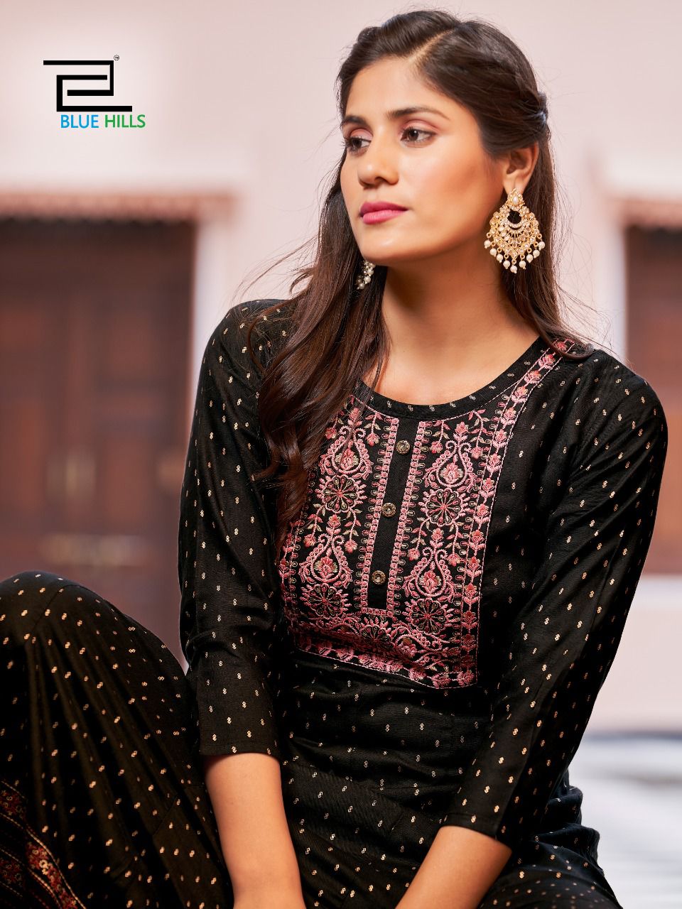 Encounter By Blue Hills Rayon Foil Printed Long Anarkali Kurtis Wholesale Market In Surat
