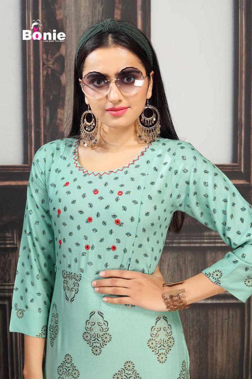 Bonie Sneh Latest Ethnic Wear Rayon Printed Kurti Collection
