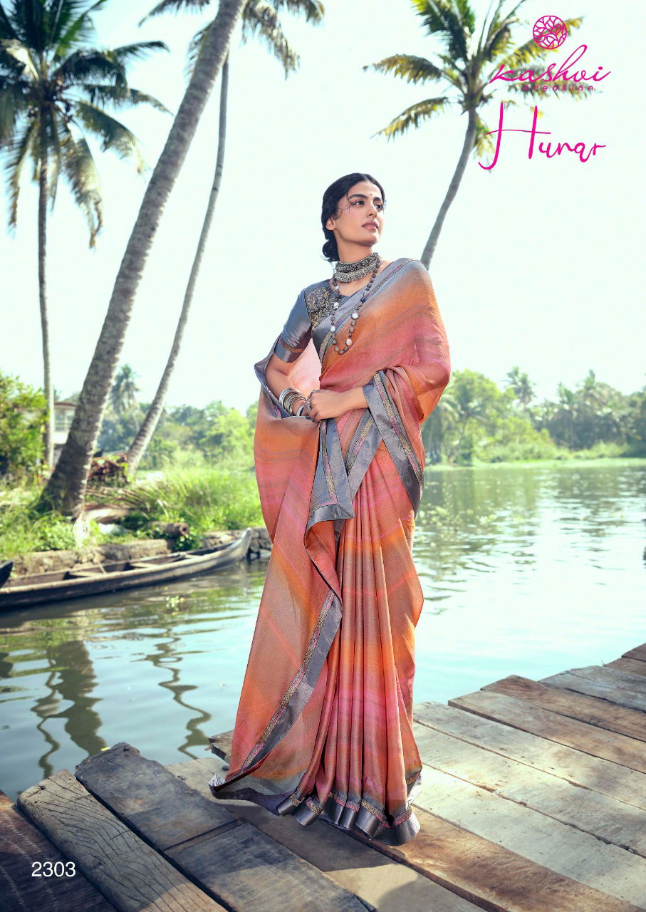 Kashvi Hunar Latest Fancy Casual Wear Printed Chiffon Sarees Collection
